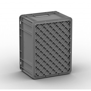 Евроконтейнер 400x300x220 мм Арт. ЕС-4322.3 серый с усиленным дном и открытыми ручками Евроконтейнер 400x300x220 мм Арт. ЕС-4322.3 серый с усиленным дном и открытыми ручками